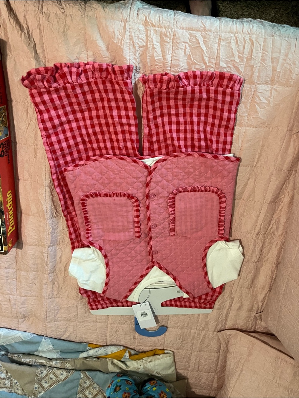Primark Pink Red Gingham Quilted Kids Matching Set